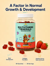 Kids Multivitamins & Minerals Gummies - Sugar-Free Strawberry Flavour, 60 Gummies